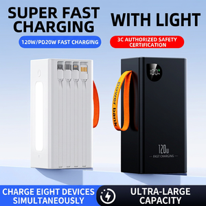 สถานีไฟฟ้าพกพา 120W ชาร์จเร็ว พร้อมสายชาร์จในตัว หน้าจอดิจิตอล พอร์ต USB สี่พอร์ต ช่องเสียบ Type C - Product Image 5