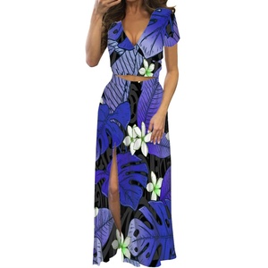 Vestidos de Verano Personalizados con Diseño de Arte de las Islas del Pacífico, <span class=keywords><strong>Polinesia</strong></span>, Falda Larga de Dos Piezas, Tallas Grandes para Mujer - Product Image 3