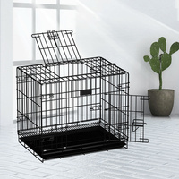 Cages à chien pliables robustes OEM/ODM en gros, avec doubles portes sécurisées, plateau amovible facile à nettoyer, logo personnalisé, pour usage intérieur