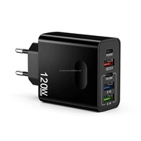 Chargeur USB-C 120W 5 ports avec prise EU/US, charge rapide super rapide, chargeur de téléphone portable USB-C 120W Type C pour Xiaomi/Samsung