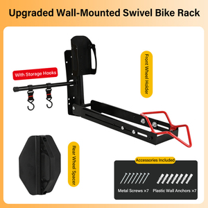 Portabici <span class=keywords><strong>da</strong></span> <span class=keywords><strong>Parete</strong></span> Girevole Aggiornato 90 °   Supporto Pieghevole per Appendere Oggetti con Ganci, Espositore per Biciclette <span class=keywords><strong>da</strong></span> Interno/Garage - Product Image 5