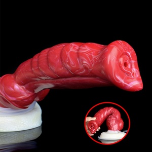 NNSX Fantasy Dog Wolf Knot Squirting <b>Dildo</b> With Sucker Silicone Multi Color Ribbed Stimulate Butt Plug Ejaculation Penis for Man - Product Image 1