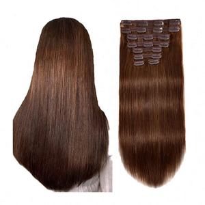 Extensiones de Cabello Humano Remy 100% al por Mayor, Media Peluca Marrón Europea, Piezas de Cabello con Clip Virgen - Product Image 1