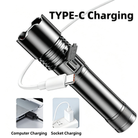 Lampe torche LED super lumineuse 1000+ lumens, zoom réglable, étanche, rechargeable par USB-C, portable pour le camping en extérieur et la maison