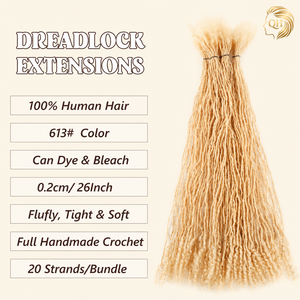 Rastas Intercurly al por Mayor 613 #   <span class=keywords><strong>Extensiones</strong></span> de Cabello Humano Brasileño Remy, Hechas a Mano, de 6 a 30 Pulgadas, Color Rubio, para Crochet y Dreads, de Fábrica - Product Image 3