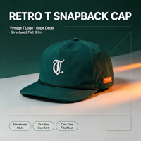 Casquette de baseball structurée en coton avec broderie lettre T gothique et décoration en corde, pour hommes et femmes, style streetwear, vente en gros
