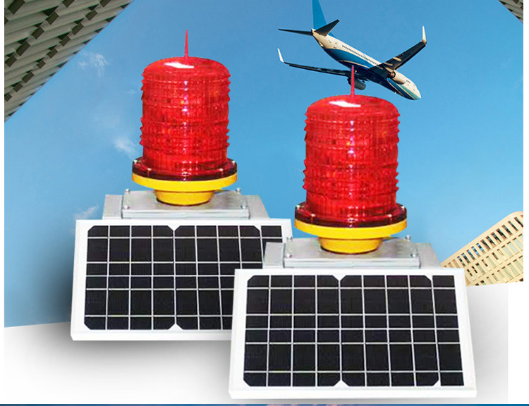 Led Powered Best Aviation Twin Lights Tower Warning Solar-Powered Airport Lamp Medium Intensity Obstacle Solar Obstruction Light