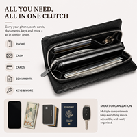 Dompet Genggam Unisex Beena, Tas Tangan Fashionable, Resleting, Anti RFID, Tahan Lama, Bisnis Kasual, Multifungsi