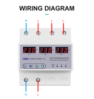 3P + N Din Rail 100A 3-Phase Voltmeter dengan Adjustable perlindungan tegangan Monitor relay 3P + N Din Rail Miniatur Circuit Breaker