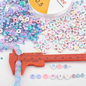 Zhubi ลูกปัดอะคริลิครูปตัวอักษรสีสันสดใสลูกปัดดินโพลิเมอร์ลูกปัดคริสตัลไข่มุกคริสตัลลูกปัดแก้วกลมสำหรับทำเครื่องประดับ - Product Image 2