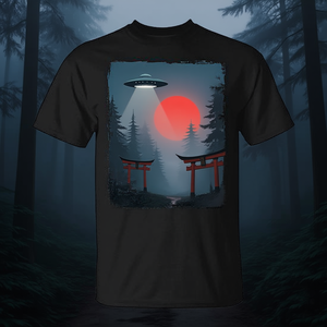 T-shirt Bigfoot Samurai Ufo Japan nera per adulti unisex media - Product Image 3