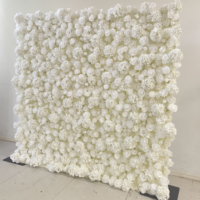 Zijden Rozen 3D Kunstbloemenwand voor Bruiloftdecoratie, op rol te hangen bloemenwand voor ceremonie achtergrond