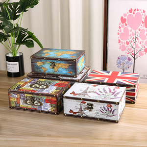 Wooden <b>Storage</b> <b>Boxes</b> Set Desktop Jewelry Organizer Covered Flip Lid Multiple Patterns Household Dustproof Box - Product Image 1