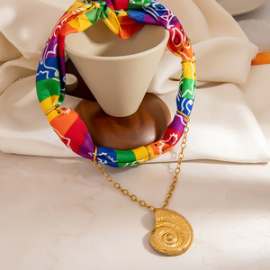 สร้อยคอจี้เปลือกหอยสังกะสีอัลลอยสไตล์โบฮีเมียนสีสันสดใสเครื่องประดับแฟชั่น - Product Image 4