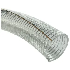 Kawat baja spiral dan serat diperkuat fleksibel, selang kawat baja PVC Anti statis transparan 3/8 hingga 8 inci