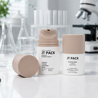 Flacon en plastique blanc brillant vide avec pompe à capuchon nude pour crème visage soin de la peau 50ml