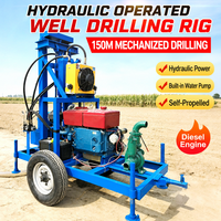 Machine de forage de puits d'eau CE ISO9001, profondeur maximale 200 m, plateforme de forage portable au diesel