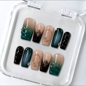 Venta al por mayor hecho a mano 3D diseño pintado a mano lujo Gel prensa <span class=keywords><strong>uñas</strong></span> superventas acrílico <span class=keywords><strong>uñas</strong></span> Consejos personalizado almendra ataúd patrón - Product Image 2