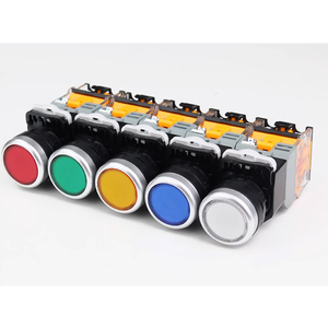 Interruptores de Botón Pulsador Iluminados de Reinicio Automático Tipo LA38, LED de 22 mm, Cabeza Redonda de Plástico, IP65, 10 A Máx. Corriente 2NO 380V - Product Image 1