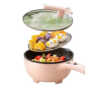 Sartén eléctrica Supor de 3L, olla de cocina multifuncional rosa con vaporera para uso doméstico, en el dormitorio o para estudiantes - Product Image 1