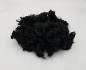 Jet Hitam/Super Hitam Daur Ulang Polyester Staple Fiber-Polyester Staple Fiber untuk Geotextile dengan GRS