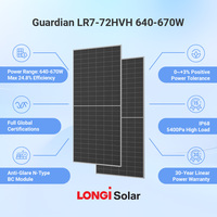 Panneaux solaires Longi de type N 640 Watt 650 Watt 600 Watt 620 Watt Panneau solaire monocristallin