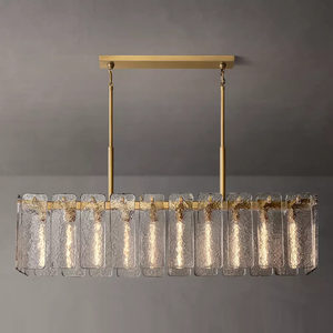 Lustre en verre doré haut de gamme de 60 pouces avec lumières LED blanc chaud 220V pour salon moderne, restaurant et salle à manger d'hôtel - Product Image 2