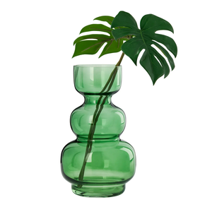 Venta caliente diseño único 9,5 pulgadas de altura Riva Multi bombilla florero de cristal verde florero para decoración del hogar boda sala de estar - Product Image 2