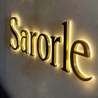 Letrero LED 3D con Logotipo Metálico Dorado, Letrero de Canal con Letras 3D, Logotipo 3D para Pared de Tienda, Letrero Electrónico