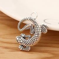 Pendentif en alliage de zinc en forme de gecko en argent antique, accessoire pour collier, bracelet, boucles d'oreilles, 30x25mm