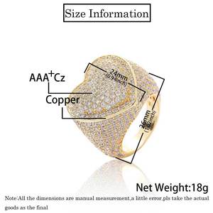 Anillo de Zirconia, Estilo Urbano, Moderno, para Hombre, Joyería Hip-hop, Anillo de Cobre - Product Image 2