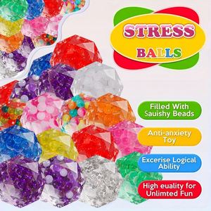 Custom Fidget Toy-Tpr Rhombus Water Bead Stress-Relief <b>Squeeze</b> Toy - Colorful and Grape Stress <b>Balls</b>, Relaxation Bubble Beads - Product Image 4