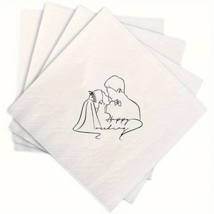 Wholesale 50 - Piece Pack "Happy Wedding" White Wedding Table Decoration Paper Napkins - Product Image 3