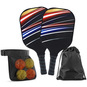 Juego de palas de pickleball de fibra de vidrio antideslizantes para entrenamiento, con bolsa de malla para la cintura y bolsa con cordón para uso en exteriores - Product Image 1