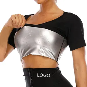 Oem Women Silver-coated Sweating Weight Loss Sauna Neoprene Workout T-shirt Shapewear Compression Top Gym Sauna T-shirt