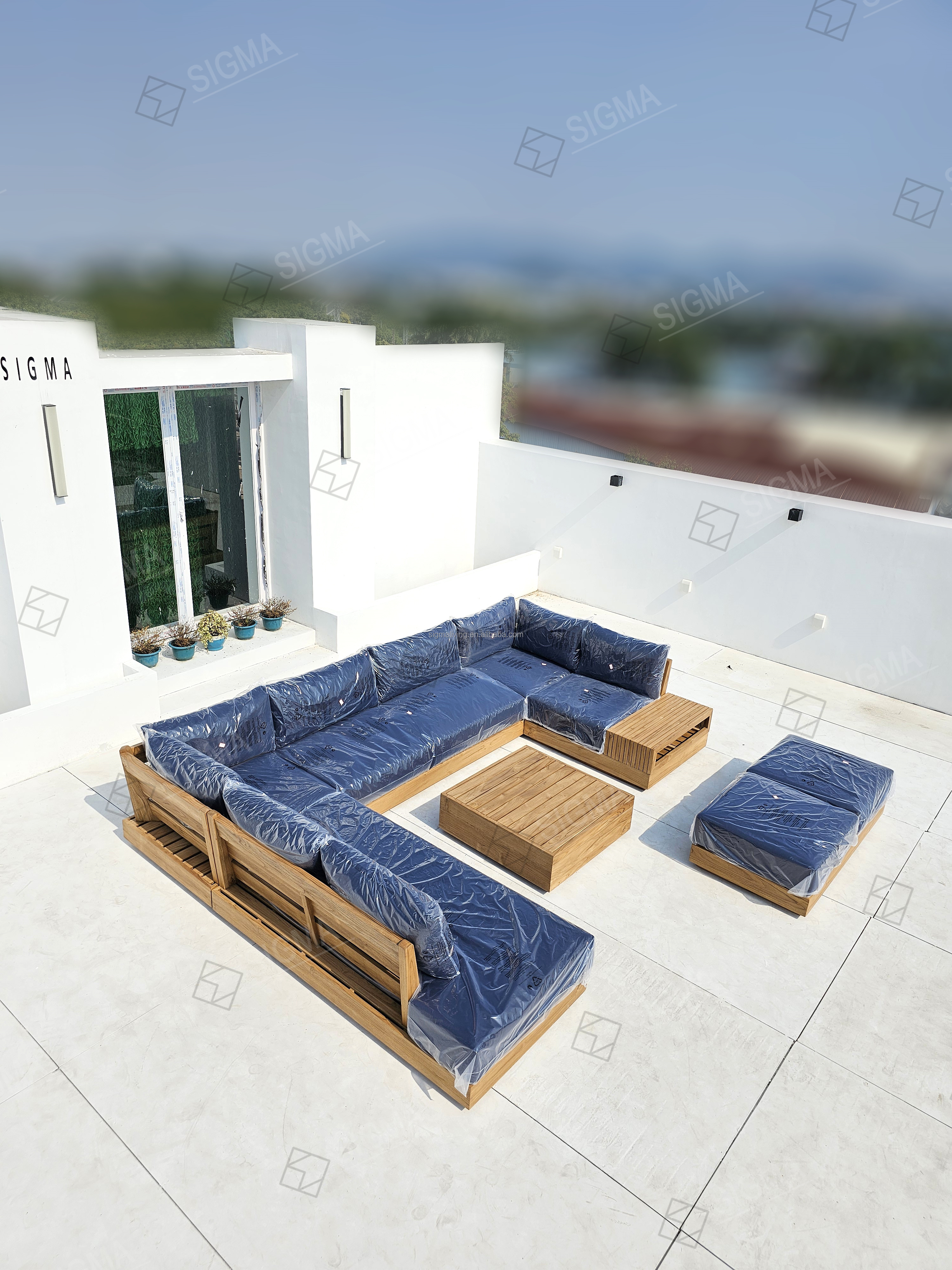 Modern New Design Teak Outdoor Furniture Set Solid Wooden Sofa Garden Sets All Weather Teak Wood Sofa Garden Set