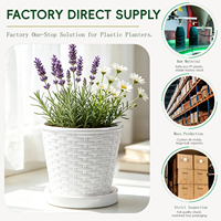 Pot de fleurs d'intérieur extra large en plastique PP tressé imitation, durable, avec trou de drainage, design traditionnel, pour plantes succulentes, 2,76 L