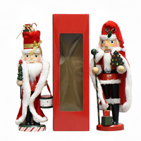 Weihnachts-Nussknacker-Set mit Weihnachtsmann-Figur aus Kunstharz, Walnuss-Soldat-Statue, Geschenkbox, handbemalt, Tischdekoration für Zuhause, Party, Weihnachten