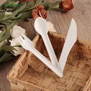 16cm Biodegradable Tableware Disposable Paper Cutlery Set Paper Spoon Fork