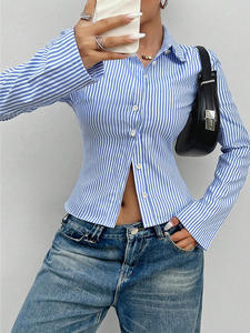 Camisa a Rayas de Estilo Europeo y Americano para Mujer, Otoño 2026, Camisa Elegante y Entallada, Cárdigan - Product Image 5