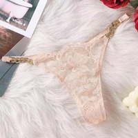 Vente en Gros de Strings de Luxe pour Femmes Style Bijoux à Strass en Dentelle Sexy Marque de Culottes