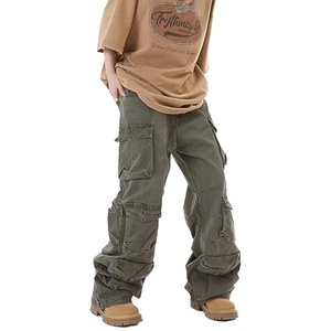 กางเกงคาร์โก้ทรงหลวมสำหรับผู้หญิง ราคาขายส่ง เสื้อผ้าสไตล์ Y2K กางเกงยีนส์ขากว้างหลายกระเป๋า เสื้อผ้าสไตล์แฟรี่กรันจ์ อัลท์อีโม สตรีทแวร์ - Product Image 6