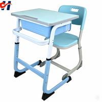 Ensemble bureau et chaise ergonomiques réglables en hauteur pour étudiants avec tiroir de rangement intelligent et crochet pour livres pour mobilier de classe scolaire