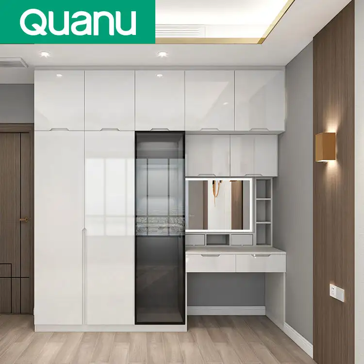 Quanu Slaapkamer Meubilair Maatwerk Witte Kledingkast Modern Slaapkamer Garderobe Ontwerp