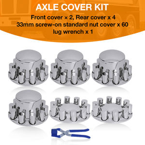 33Mm Asafdekking Verchroomde Koepel Met Platte Moer Met 2 Voorste En 4 Achterste Wielafdekkingen Verwijderbare Naafdoppen Voor Semi-Truck - Product Image 4