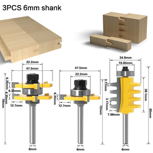 1/4 pouces tige travail du bois <span class=keywords><strong>fraise</strong></span> 2 pièces T fente langue <span class=keywords><strong>rainure</strong></span> routeur Bits ensemble réversible doigt colle Joint routeur Bit - Product Image 6