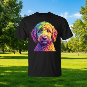 T-shirt Golden Doodle Dog Colorful Face pour les amoureux des chiens, vêtements pour hommes - Product Image 3