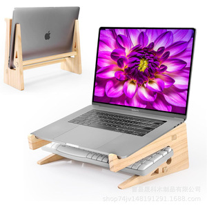 Soporte de madera para computadora portátil para escritorio con diseño de refrigeración, estante de almacenamiento simple para computadoras portátiles - Product Image 5