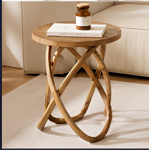 Modern Round Wooden <b>Side</b> <b>Table</b> with Sculptural Curved Loop Legs for Living Room Bedroom <b>Sofa</b> Accent Decor Home Furniture - Product Image 4
