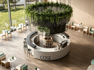 Design d'intérieur de café nordique de luxe |   Comptoir de bar modulaire pour café et solutions d'aménagement de magasins de détail en bois et pierre - Product Image 1